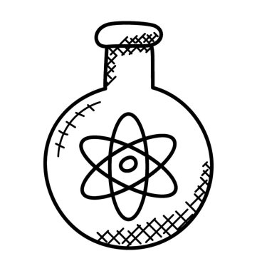 Kimyasal şişesi doodle simgesi tasarım Laboratuvarı araştırma konsepti için
