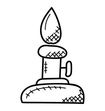 Yanan bir mum doodle lamba