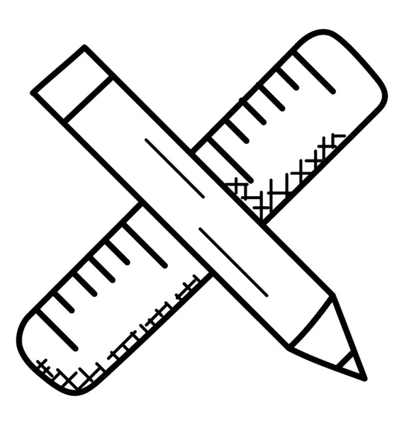Doodle Icon Bleistift Und Skala Zum Zeichnen — Stockvektor