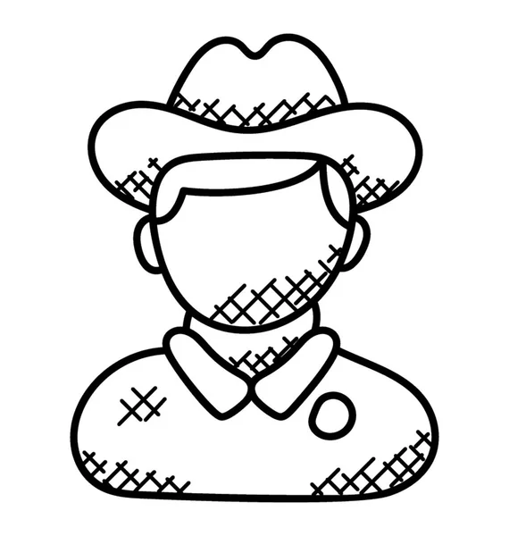 Kişi Giyen Kovboy Şapkası Dedektif — Stok Vektör