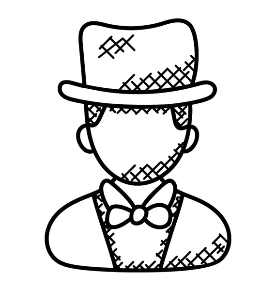 一个人的头像与帽子象征魔术师 — 图库矢量图片
