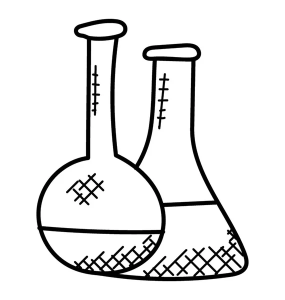 Dois Frascos Cónicos Com Conceito Químico Ciência Química —  Vetores de Stock