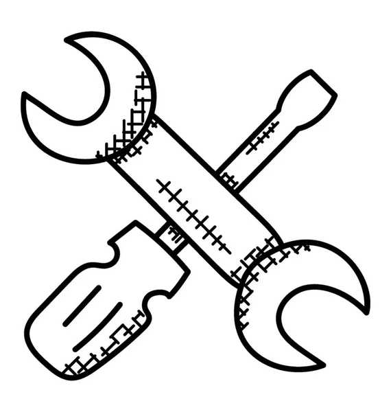 Schraubenschlüssel Und Hammer Für Technische Unterstützung — Stockvektor