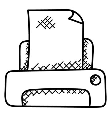 Bir yazıcı veya bir faks makinesine doodle tasarım simgesi