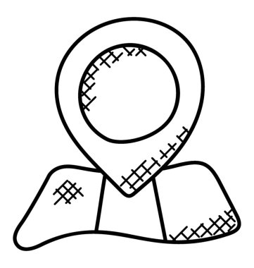 Konum göstergesi, doodle vektör simgesi tasarım ile bir katlanır harita