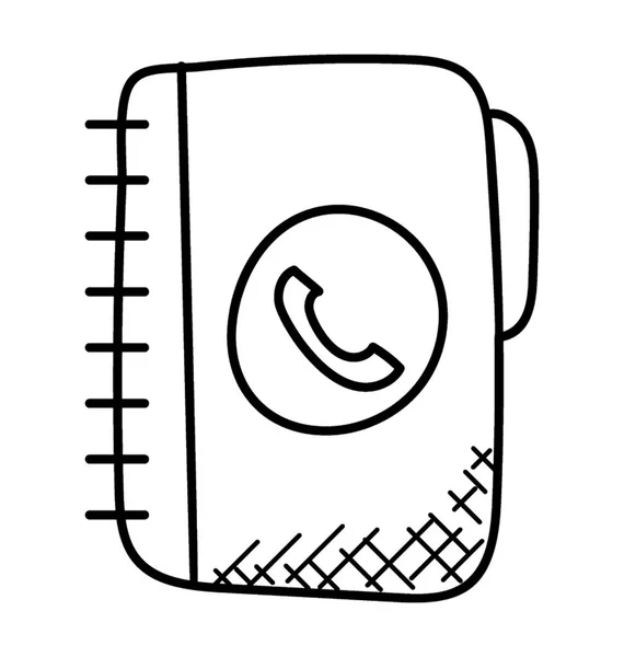 Alle Kontakte Einem Ort Doodle Symbol Telefonbuch — Stockvektor