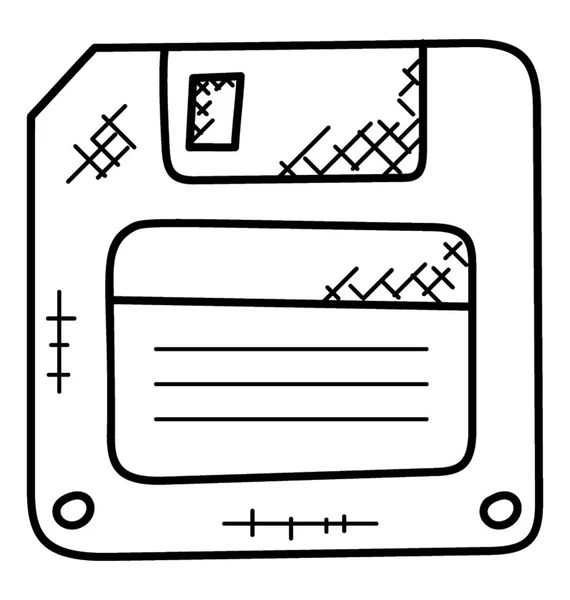 Desain Ikon Doodle Dari Diska Floppy - Stok Vektor