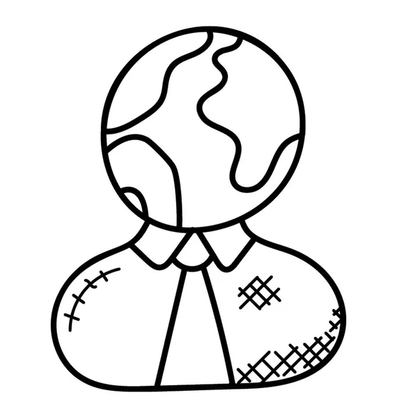 Людина Аватар Глобусом Представляє Концепцію Глобального Бізнесмена — стоковий вектор
