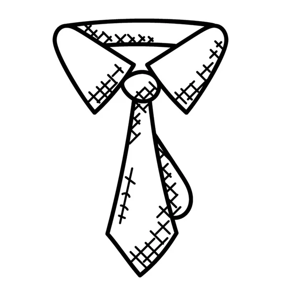 Ikona Projekt Tkaniny Akcesoriów Krawat Doodle — Wektor stockowy