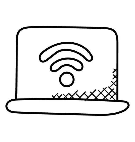 Bezdrátový Internet Signály Displeji Notebooku Wifi Hotspot — Stockový vektor