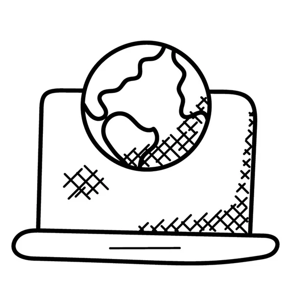 Ноутбук Глобусом Показує Концепцію Підключення Інтернету — стоковий вектор