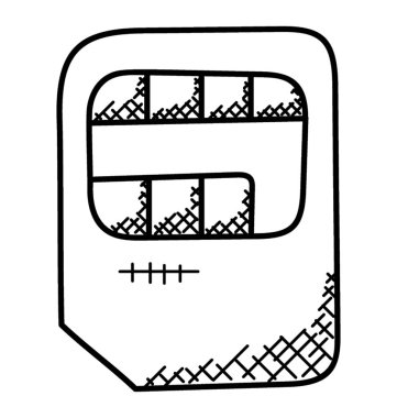 SIM kartı mikroçip doodle vektör simgesi 