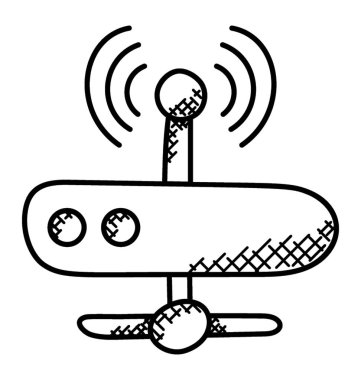 Kablosuz yönlendirici ağın simgesi tasarım doodle
