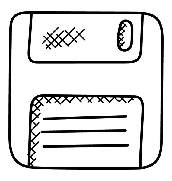 Desain Ikon Doodle Hand Drawn Dari Diska Floppy - Stok Vektor