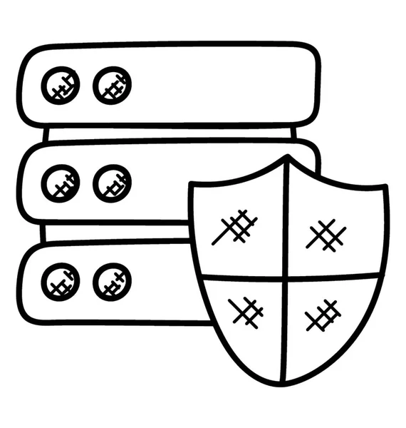 Ochrona Sieci Ikoną Doodle Zabezpieczeń Sieci — Wektor stockowy