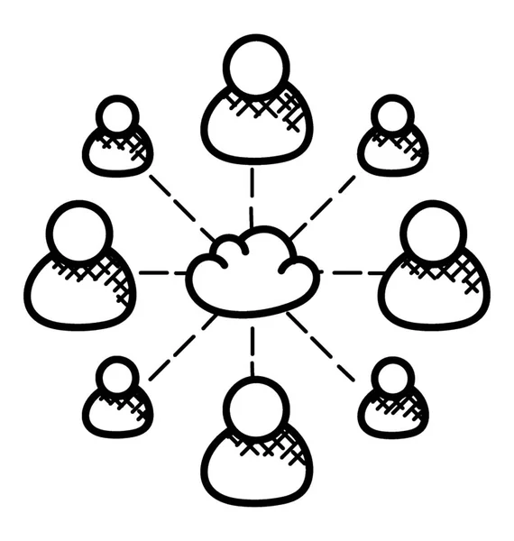 Ανθρώπους Που Συνδέονται Cloud Computing Σύννεφο Σύννεφο Κοινότητα — Διανυσματικό Αρχείο