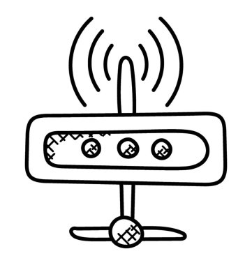 Kablosuz yönlendirici ağın simgesi tasarım doodle