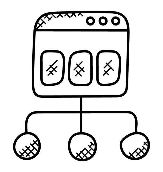 Doodle Icon Design Sitemap Diagram — Stock Vector