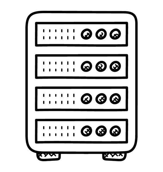 Mainframe Lub Bazy Danych Serwera Doodle Ikona Designu — Wektor stockowy