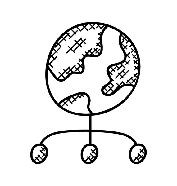 Глобус Подключенным Сетевым Символом Глобальной Сети — стоковый вектор