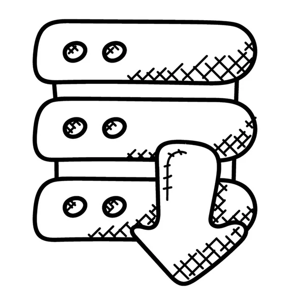 Serveur Sql Télécharger Icône Doodle — Image vectorielle