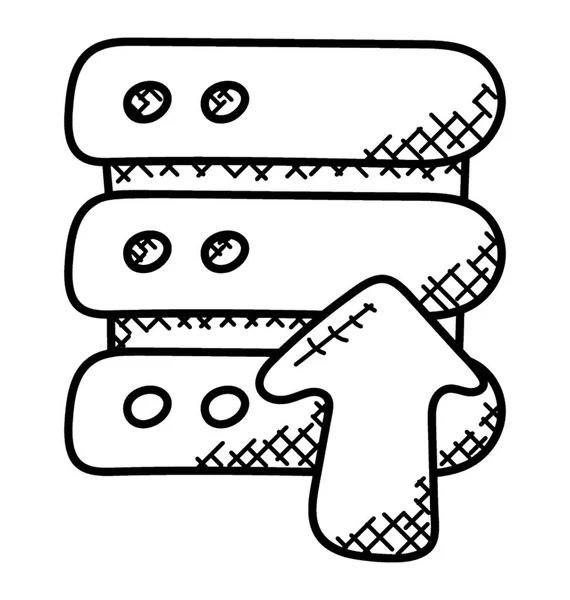 Serveur Sql Télécharger Icône Doodle — Image vectorielle