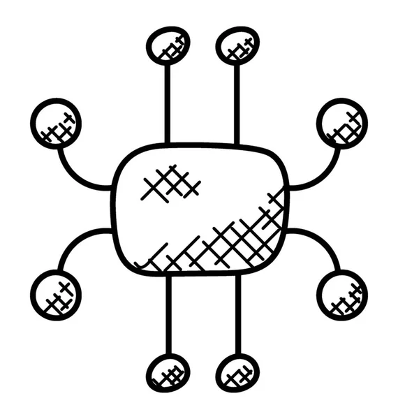Circuits Intégrés Icône Vectorielle Doodle Microprocesseur — Image vectorielle