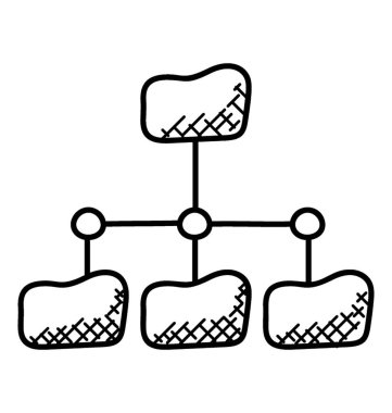 Dosya klasörleri ağ yapısı doodle simgesi 