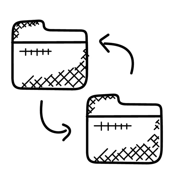 Dosya Veri Değişimi Dosya Simgesini Doodle Paylaşımı — Stok Vektör