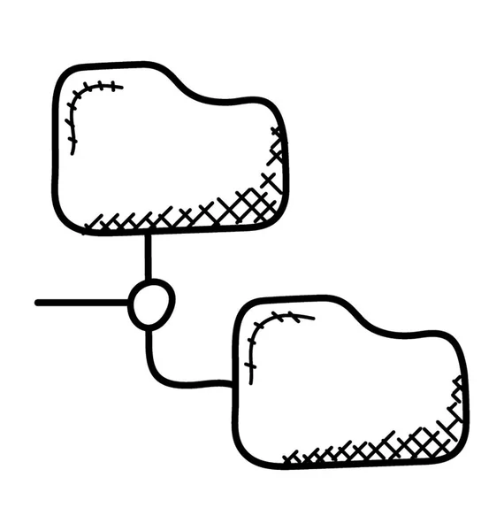 Ikona Souboru Složky Síťové Struktury Doodle — Stockový vektor