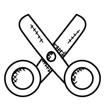 Bir kesme aracı makas simgesi doodle 