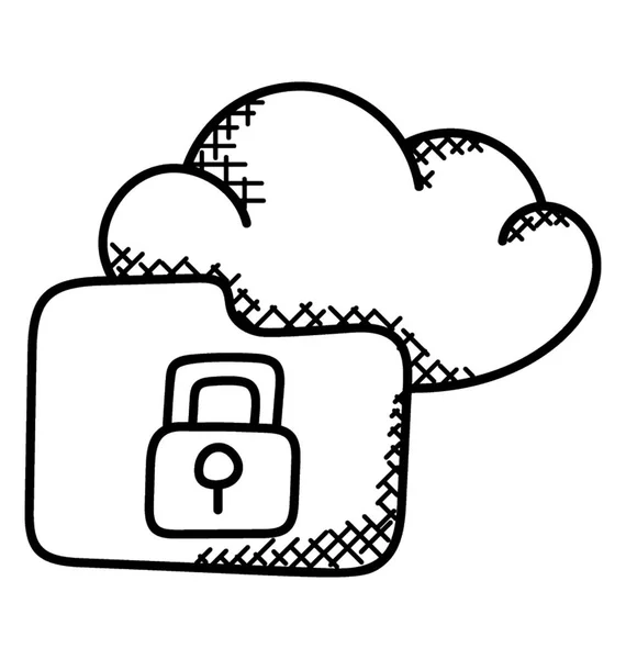 Cryptage Cloud Pour Concept Stockage Sécurisé Icône Doodle — Image vectorielle