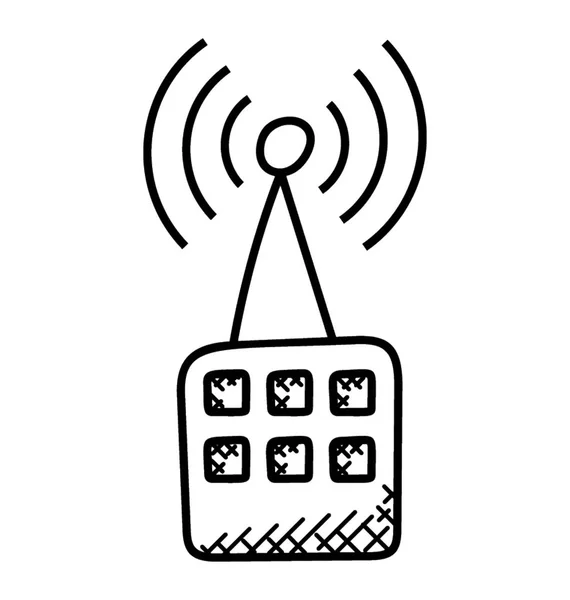 Wireless Internet Segnale Torre Doodle Icona — Vettoriale Stock