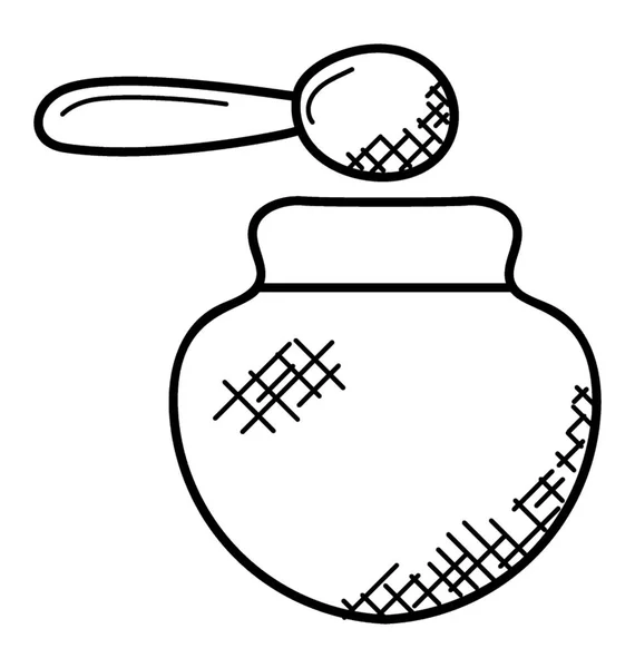 Pot Miel Avec Cuillère Bois — Image vectorielle