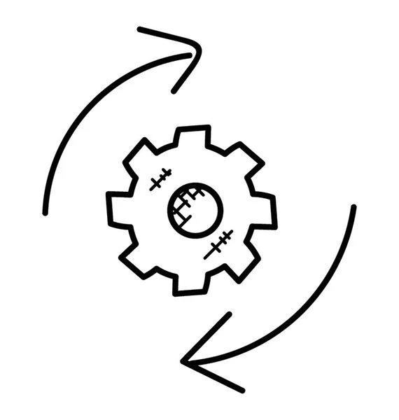 机械过程用箭头围绕齿轮 — 图库矢量图片