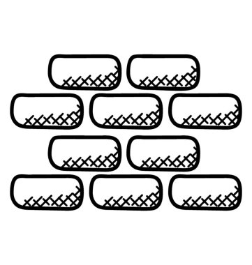 Bazı tuğla bir duvar inşa süreci gösteren yerleştirilen bir daralma simgesi