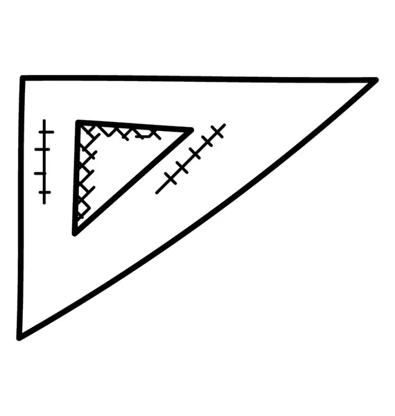 设置正方形 在绘制地图时工程师使用直角三角形形状的几何仪器 — 图库矢量图片