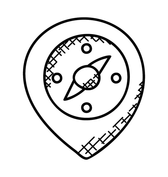 Uma Bússola Dentro Marcador Localização Que Representa Ferramenta Localizador Navegação — Vetor de Stock