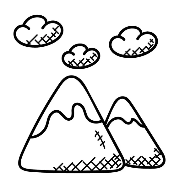 Montañas Cubiertas Nieve Nubes Por Encima Que Representan Estación Colina — Vector de stock