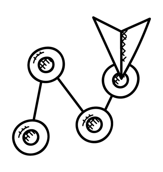 Doodle Mostrando Seta Apontando Para Diferentes Marcos Mapa Indicando Conceito — Vetor de Stock