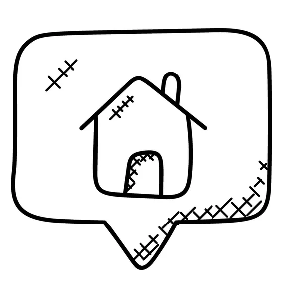 Doodle Visar Hem Bubbla Som Representerar Platsen För Adress — Stock vektor