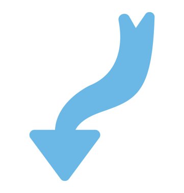 ok sağa doğru işaret sonra aşağıya doğru eğme