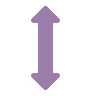 Yukarı ve aşağı işaret eden her iki ucundaki ok başları içeren dikey bir çizgi