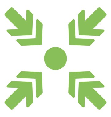 Merkezine işaret çift ok başları içeren dört ok 