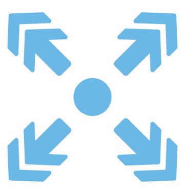 Bir orta nokta ile dört yön okları 