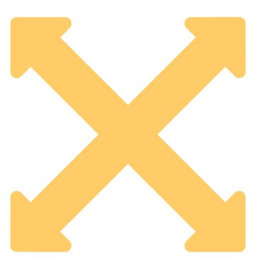 Bir orta nokta ile dört yön okları 