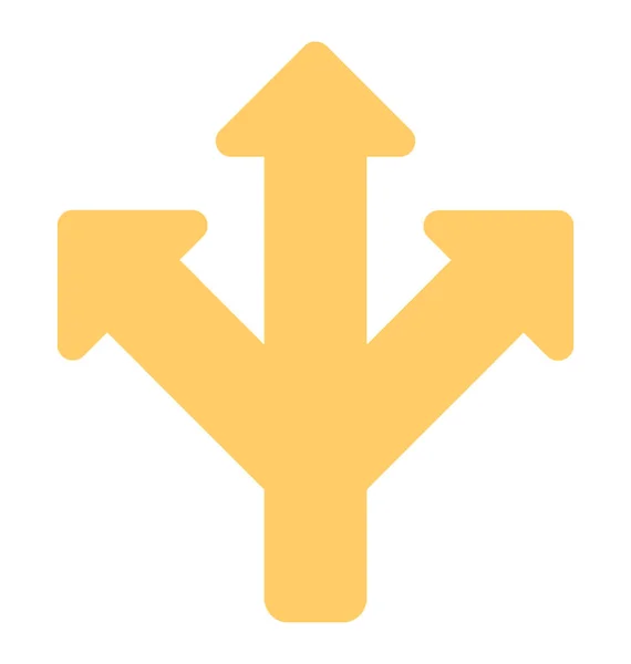 Road Splitting Three Ways Three Way Junction Sign — Stock Vector