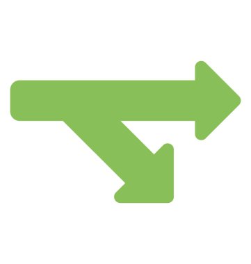 Yol sağa işaret eden eğri yol ileri ile etkileşim