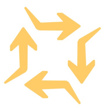 Herkesdaire oluşturacak şekilde döndürme, okları işleme çift ok başları içeren dört ok