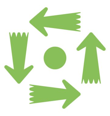 Herkesdaire oluşturacak şekilde döndürme, okları işleme çift ok başları içeren dört ok